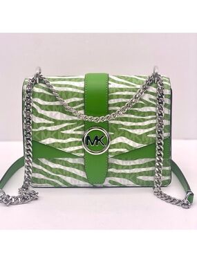 Michael Kors Lime Green Zebra-Print Crossbody Shoulder Bag